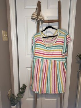 Chic Soul Multicolor Striped Short Sleeve Top